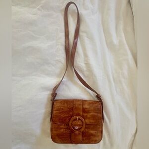 Small Tan Genuine Leather Crossbody Bag